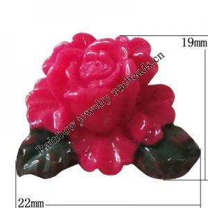 Resin Cabochons, No Hole Headwear & Costume Accessory, Flower，The other side is Flat 19x22mm, Sold by Bag