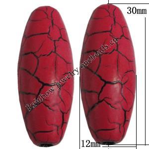 Crackle Acrlylic Beads, Oval 30x12mm Hole:3mm, Sold by Bag