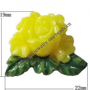 Resin Cabochons, No Hole Headwear & Costume Accessory, Flower，The other side is Flat 19x22mm, Sold by Bag