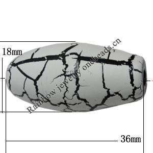 Crackle Acrlylic Beads, Oval 36x18mm Hole:4mm, Sold by Bag