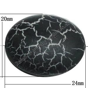 Crackle Acrlylic Beads, Flat Oval 24x20mm Hole:2.5mm, Sold by Bag