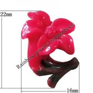 Resin Cabochons, No Hole Headwear & Costume Accessory, Flower，The other side is Flat 22x16mm, Sold by Bag
