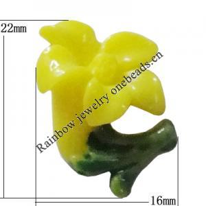 Resin Cabochons, No Hole Headwear & Costume Accessory, Flower，The other side is Flat 22x16mm, Sold by Bag