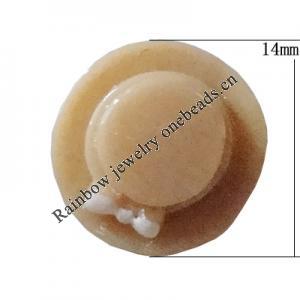 Resin Cabochons, No Hole Headwear & Costume Accessory, Hat，The other side is Flat 14mm, Sold by Bag