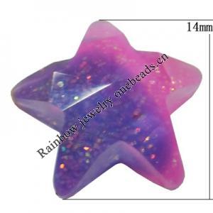 Resin Cabochons, No Hole Headwear & Costume Accessory, Star，The other side is Flat 14mm, Sold by Bag
