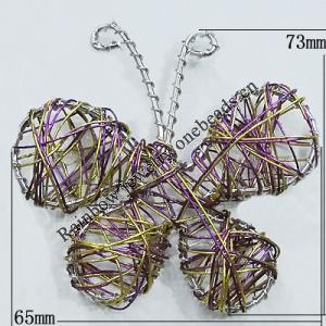 Iron Thread Component Handmade Lead-free, Butterfly 73x65mm, Sold by Bag