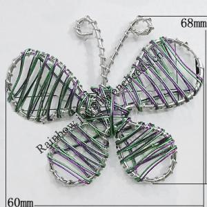 Iron Thread Component Handmade Lead-free, Butterfly 60x68mm, Sold by Bag