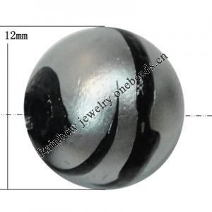 Painted Spray-paint Stripe Acrylic Beads, Round 12mm Hole:1.5mm, Sold by Bag 