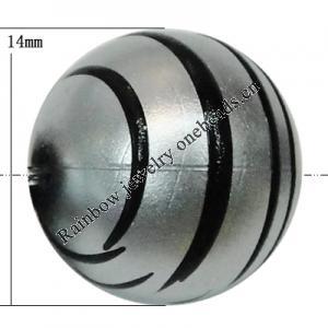 Painted Spray-paint Stripe Acrylic Beads, Round 14mm Hole:1.5mm, Sold by Bag 