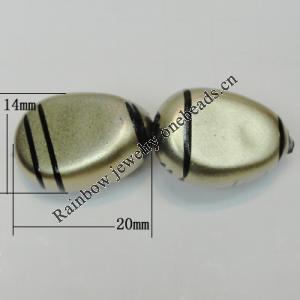 Painted Spray-paint Stripe Acrylic Beads, 20x14mm Hole:2mm, Sold by Bag 