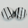 Painted Spray-paint Stripe Acrylic Beads, Flat Round 15mm Hole:2mm, Sold by Bag 