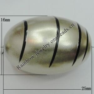 Painted Spray-paint Stripe Acrylic Beads, Oval 25x16mm Hole:2mm, Sold by Bag 