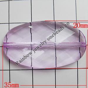 Transparent Acrylic Beads, Faceted Flat Oval 35x20mm Hole:1mm, Sold by Bag 