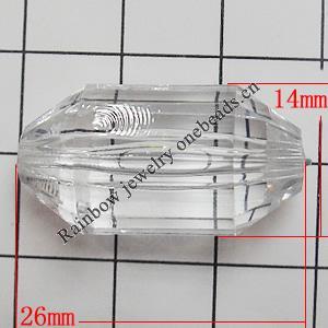 Transparent Acrylic Beads, 26x14mm Hole:2mm, Sold by Bag 