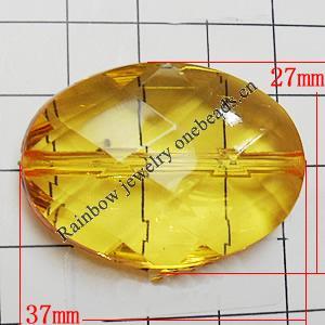 Transparent Acrylic Beads, Faceted Flat Oval 37x27mm Hole:2.5mm, Sold by Bag 