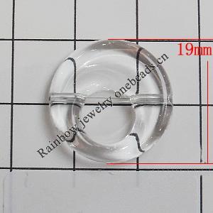 Transparent Acrylic Beads, Donut 19mm Hole:0.5mm, Sold by Bag 
