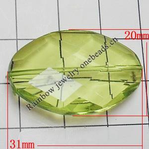 Transparent Acrylic Beads, Faceted Flat Oval 31x20mm Hole:0.2mm, Sold by Bag 