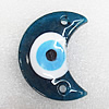 Turkish Handmade Lampwork Glass Evil Eye Pendant, Moon 49x35x8mm Hole:About 4mm, Sold by PC