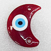 Turkish Handmade Lampwork Glass Evil Eye Pendant, Moon 49x35x8mm Hole:About 4mm, Sold by PC