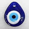 Turkish Handmade Lampwork Glass Evil Eye Pendant, Teardroop 50x40x8mm Hole:About 6mm, Sold by PC