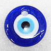 Turkish Handmade Lampwork Glass Evil Eye Pendant, Flat Round 40x7mm Hole:About 5mm, Sold by PC