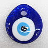 Turkish Handmade Lampwork Glass Evil Eye Pendant, Teardroop 50x40x8mm Hole:About 8mm, Sold by PC