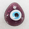 Turkish Handmade Lampwork Glass Evil Eye Pendant, Teardroop 39x34x7mm Hole:About 4mm, Sold by PC