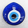 Turkish Handmade Lampwork Glass Evil Eye Pendant, Teardroop 39x37x8mm Hole:About 6mm, Sold by PC