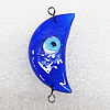 Turkish Handmade Lampwork Glass Evil Eye Pendant, Moon 40x18x9mm Hole:About 4mm, Sold by PC