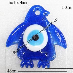 Turkish Handmade Lampwork Glass Evil Eye Pendant, Animal 50x48x7mm Hole:About 4mm, Sold by PC