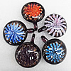 Inner Flower Lampwork Pendant, Mix Color 44x35mm Hole:About 6mm, Sold by Group