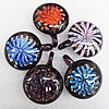 Inner Flower Lampwork Pendant, 44x35mm Hole:About 6mm, Sold by PC