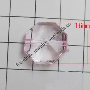 Transparent Acrylic Beads, Polygon 16mm Hole:1mm, Sold by Bag 