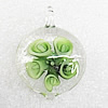 Inner Flower Lampwork Pendant, 42x31x10mm Hole:About 5mm, Sold by PC
