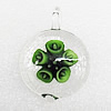 Inner Flower Lampwork Pendant, 45x32x10mm Hole:About 5mm, Sold by PC