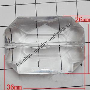 Transparent Acrylic Beads, Faceted Polygon 36x26mm Hole:1.5mm, Sold by Bag 