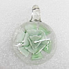 Inner Flower Lampwork Pendant, Flat Round 45x33x10mm Hole:About 5mm, Sold by PC