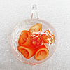 Inner Flower Lampwork Pendant,  39x29x10mm Hole:About 5mm, Sold by PC