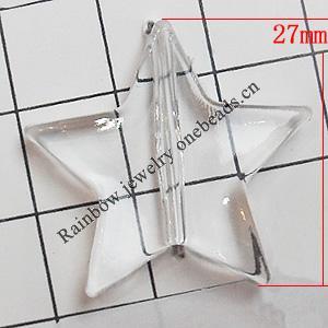 Transparent Acrylic Beads, Star 27mm Hole:1mm, Sold by Bag 