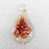 Inner Flower Lampwork Pendant, Leaf 45x25x10mm Hole:About 4mm, Sold by PC
