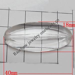 Transparent Acrylic Beads, Flat Oval 40x18mm Hole:1mm, Sold by Bag 