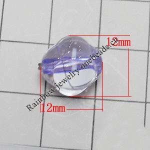 Transparent Acrylic Beads, 12x12mm Hole:1mm, Sold by Bag 