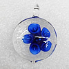 Inner Flower Lampwork Pendant, 40x30x12mm Hole:About 4mm, Sold by PC