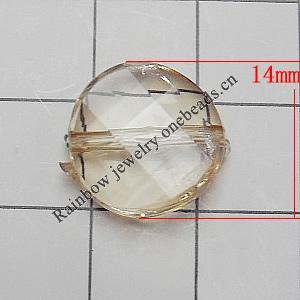 Transparent Acrylic Beads, Faceted Twist Flat Round 14mm Hole:1mm, Sold by Bag 