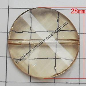 Transparent Acrylic Beads, Faceted Twist Flat Round 28mm Hole:1mm, Sold by Bag 