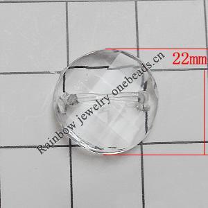 Transparent Acrylic Connectors, Faceted Twist Flat Round 22mm Hole:1mm, Sold by Bag 