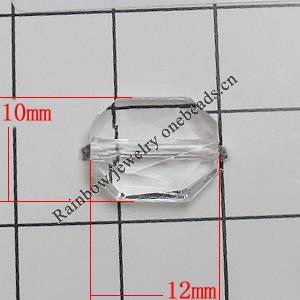 Transparent Acrylic Beads, Faceted Polygon 12x10mm Hole:0.5mm, Sold by Bag 