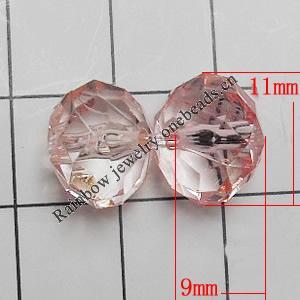 Transparent Acrylic Beads, Faceted Rondelle 11x9mm Hole:1mm, Sold by Bag 