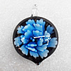 Inner Flower Lampwork Pendant, 40x30x12mm Hole:About 4mm, Sold by PC