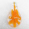 Inner Flower Lampwork Pendant, Leaf 56x31mm Hole:About 7mm, Sold by PC